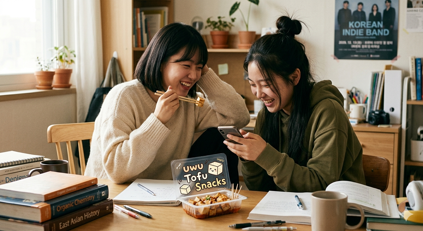 Asian step sisters take study break - uwu tofu